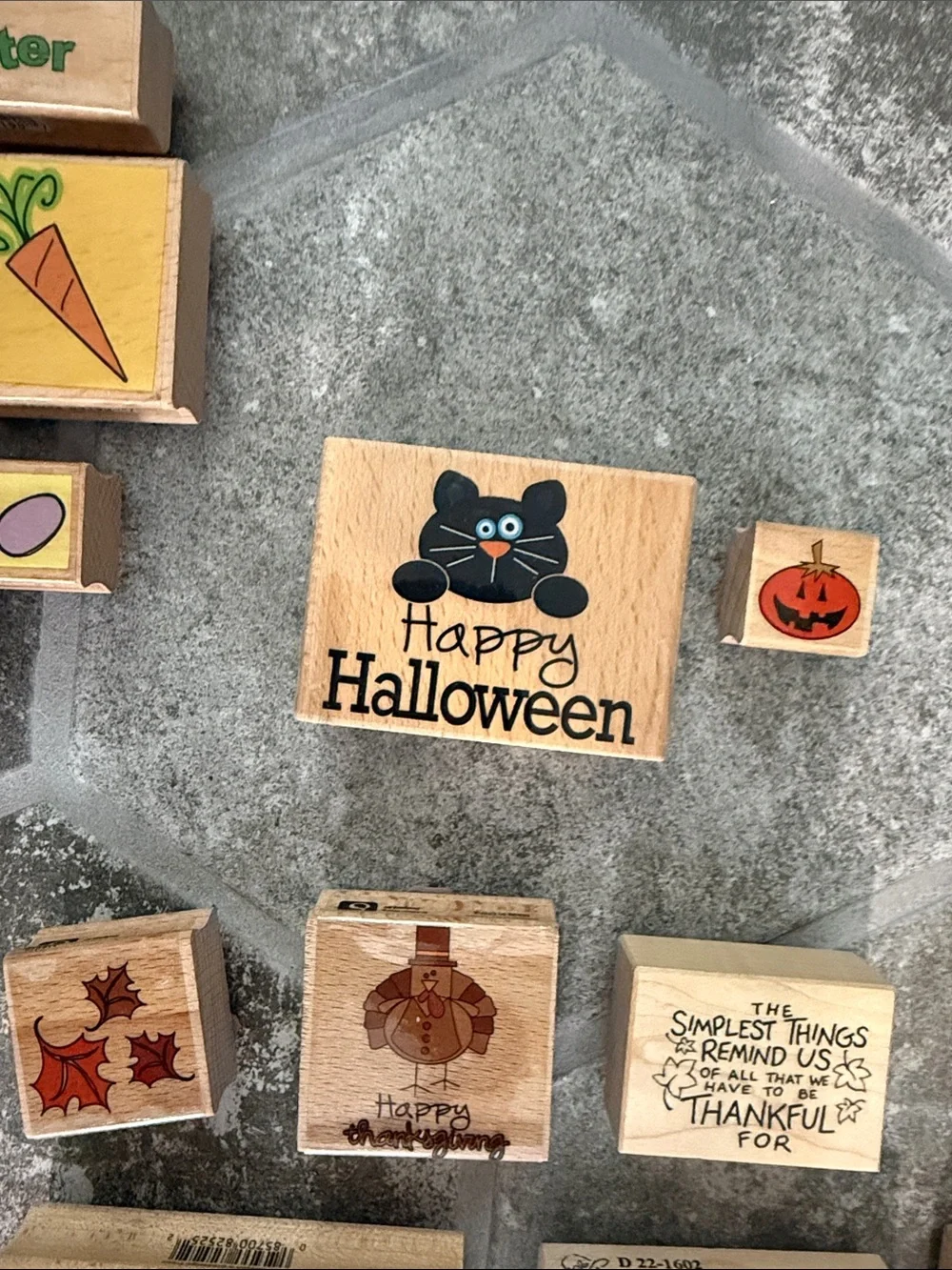 Giant Lot of 43 Mixed Holiday Wooden Rubber Stamps - Assorted Seasonal Designs